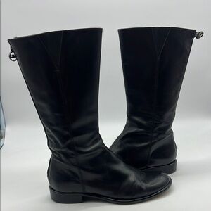 Ralph Lauren Purple Label black leather boots over calf women US 7 Italy